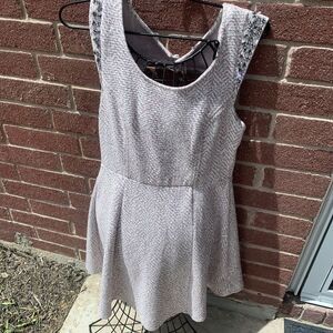 Free People Embellished Jewels Mini Knit Skater Dress Pink White SZ LG